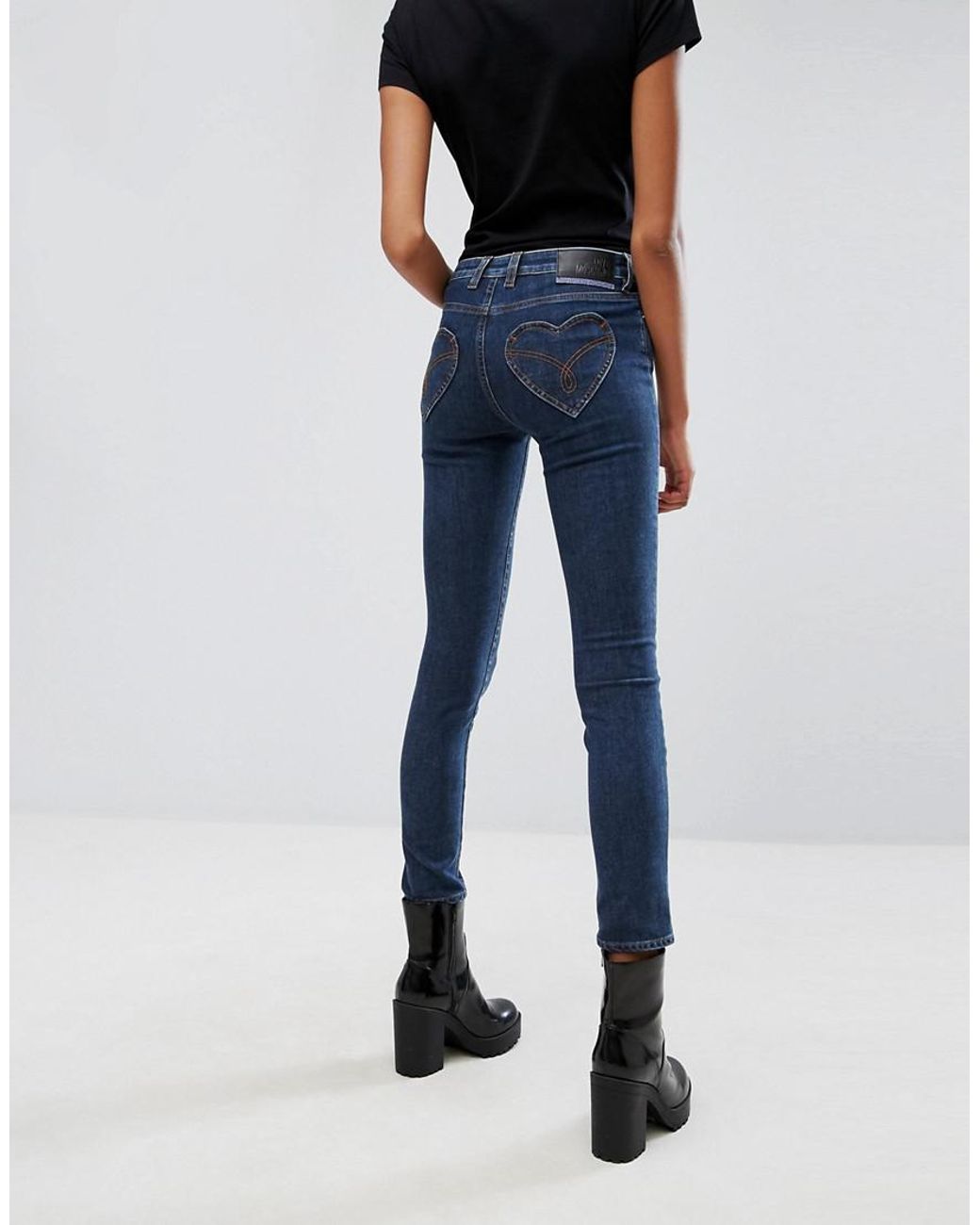 Love Moschino Heart Pocket Jeans in Blue | Lyst