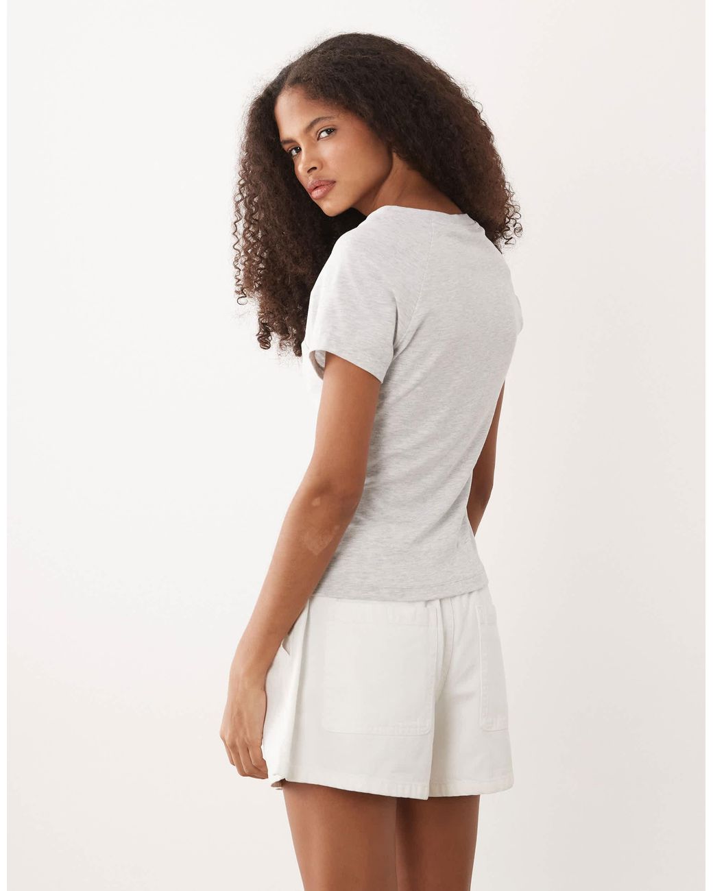 ASOS White Short Sleeve V Neck Co-ord Top