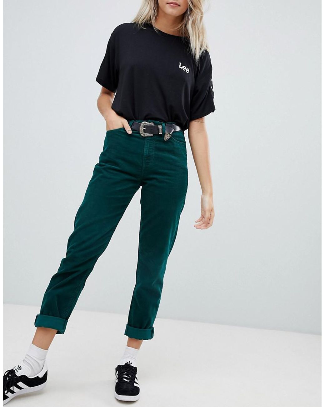 Lee Jeans Mom Jean In Corduroy in Green 