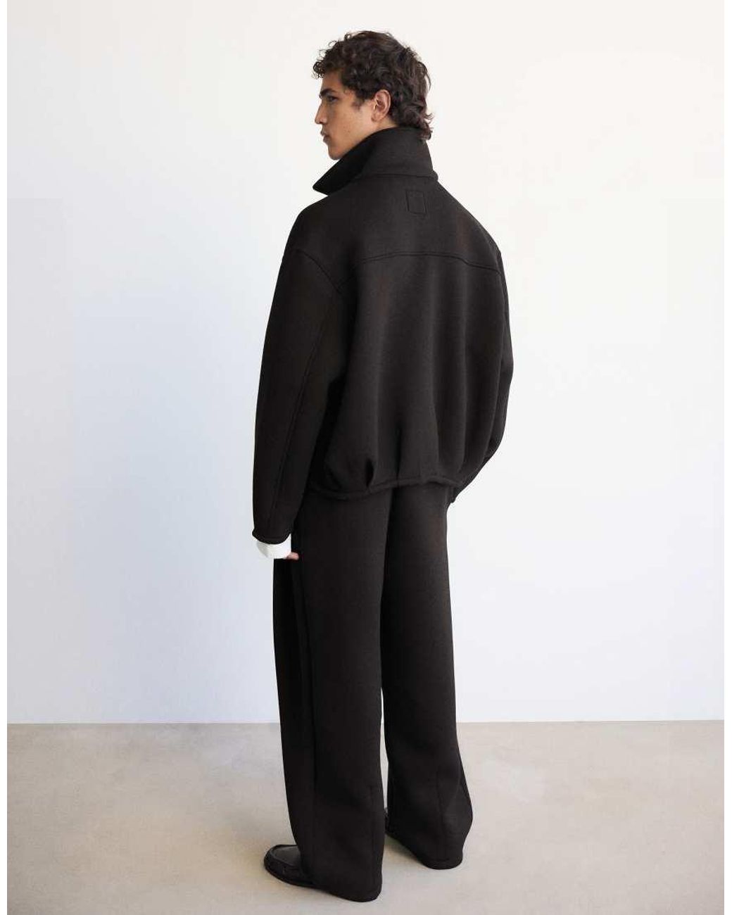 Pull&Bear Black Neoprene-effect Zip-up Jacket for men