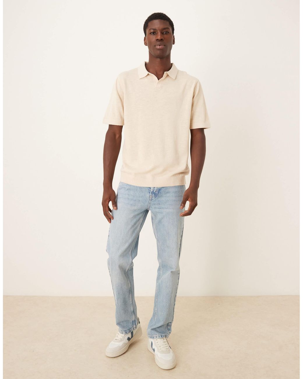 SELECTED Natural Knitted Polo for men
