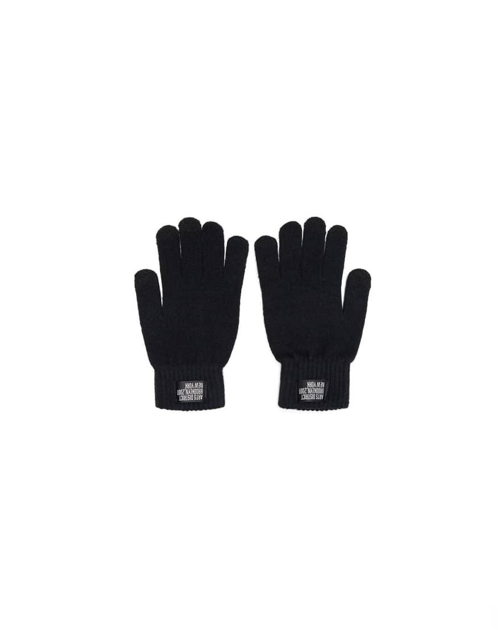 Bershka Blue Knit Gloves With Patch for men