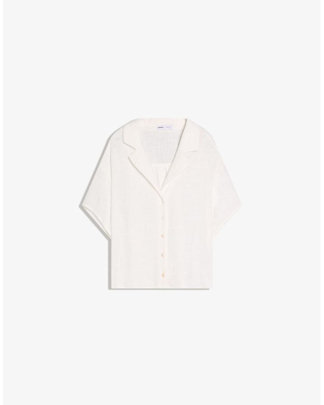Bershka White Rustic Short Sleeve Shirt