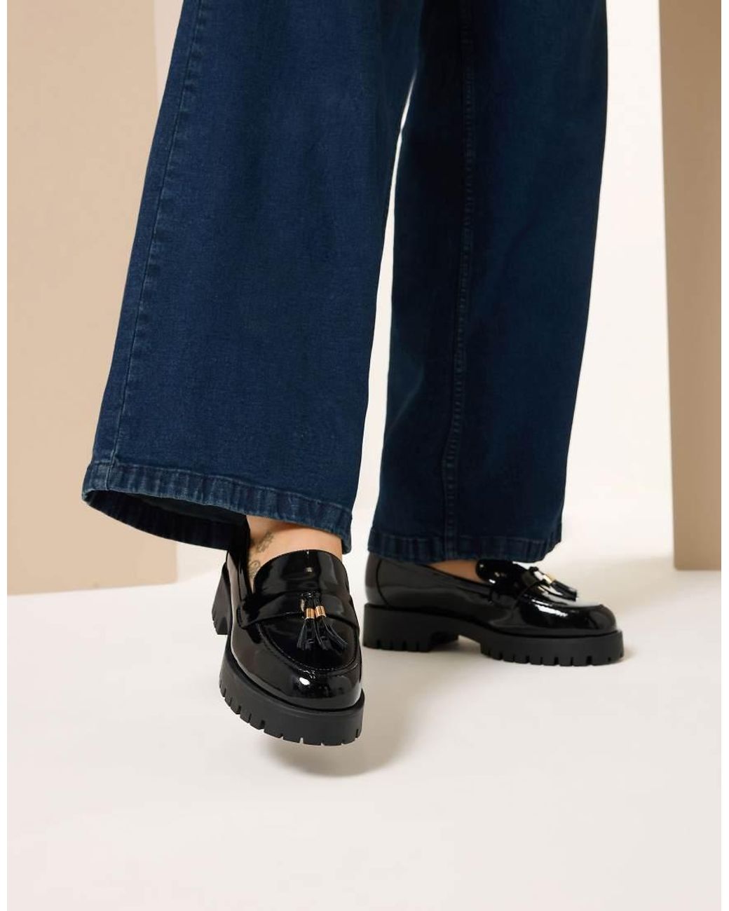 Yours Clothing Blue Tassel Patent Loafers