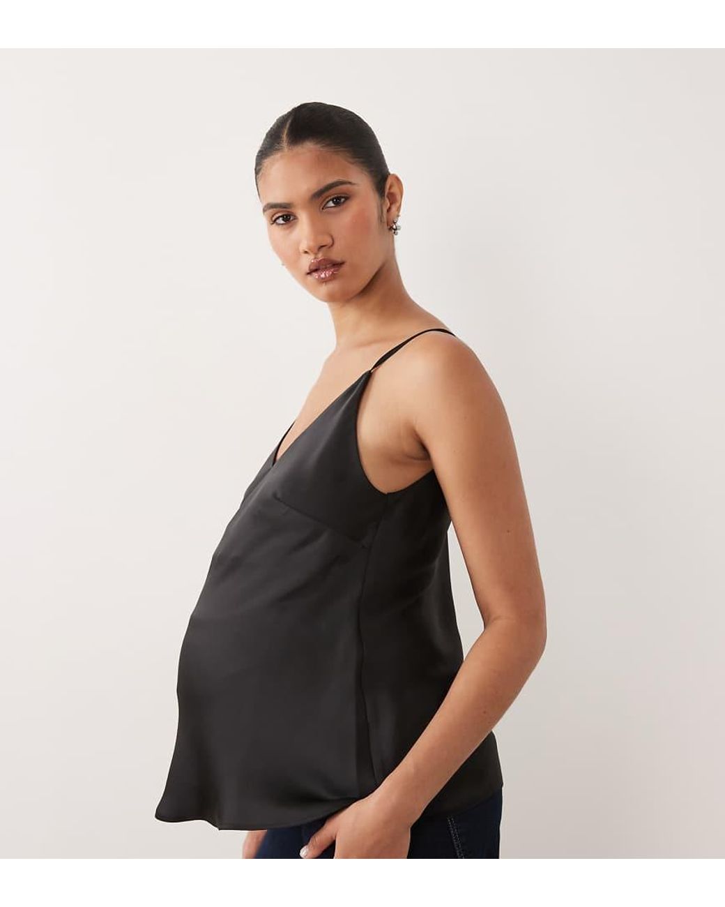 ASOS Black Asos Design Maternity V Neck Satin Cami