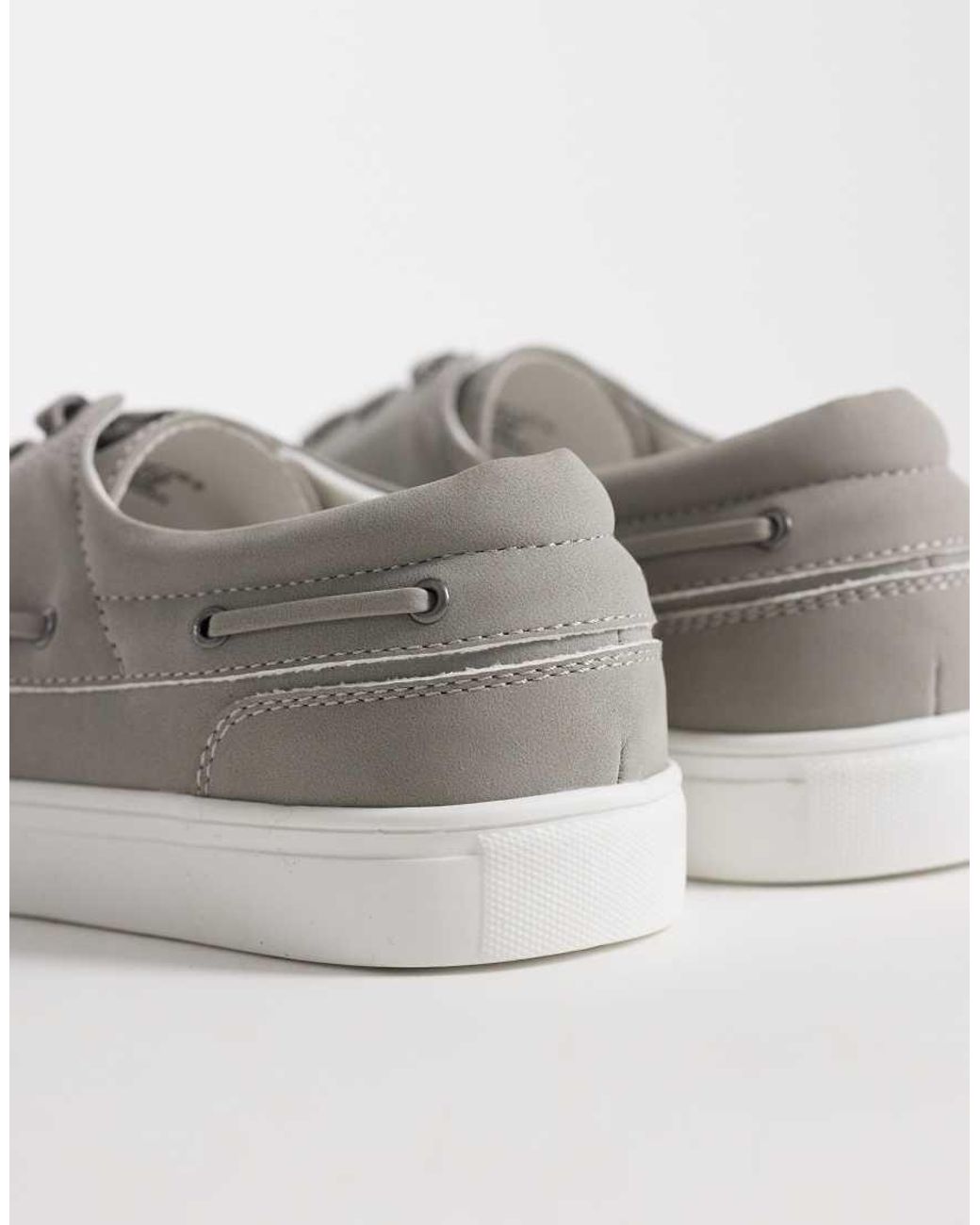 ASOS Gray Lace Up Boat Shoes for men