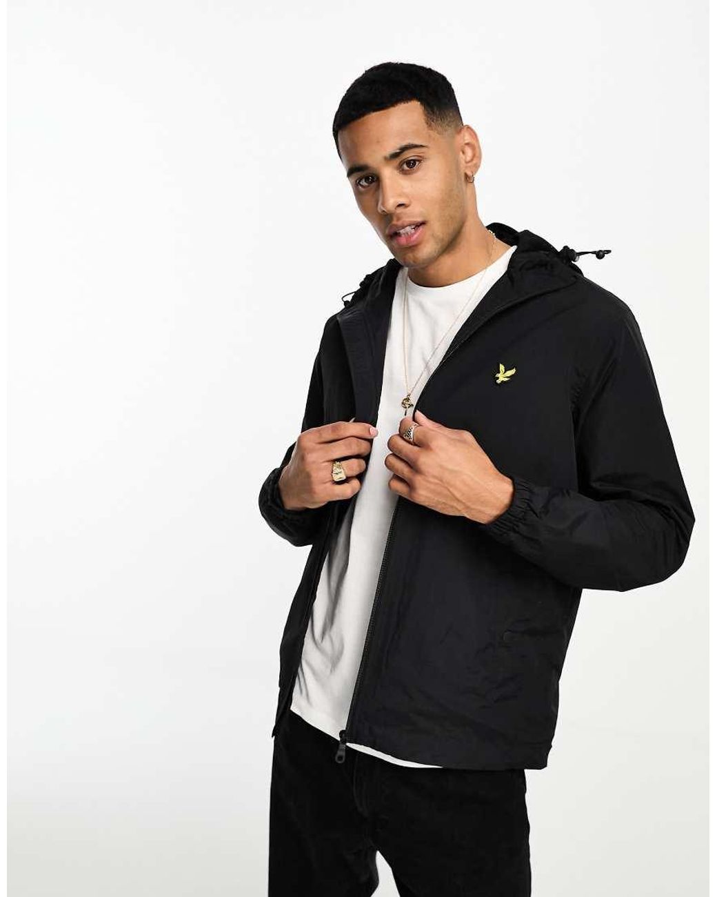 Lyle & Scott Black Icon Logo Zip Through Hooded Jacket for men