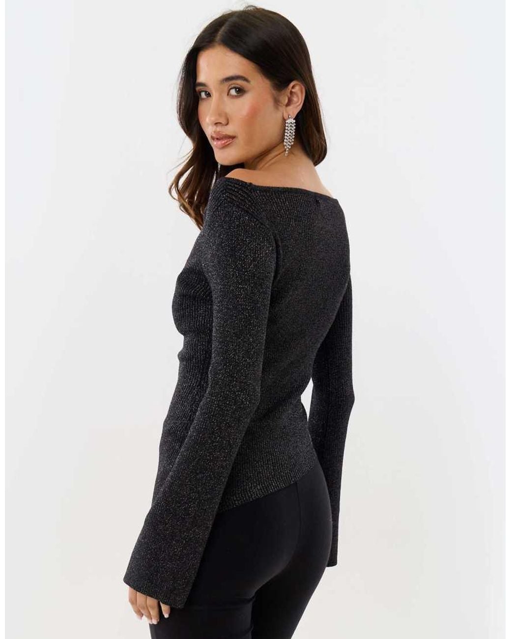 Threadbare Black Asymmetric Knit Jumper