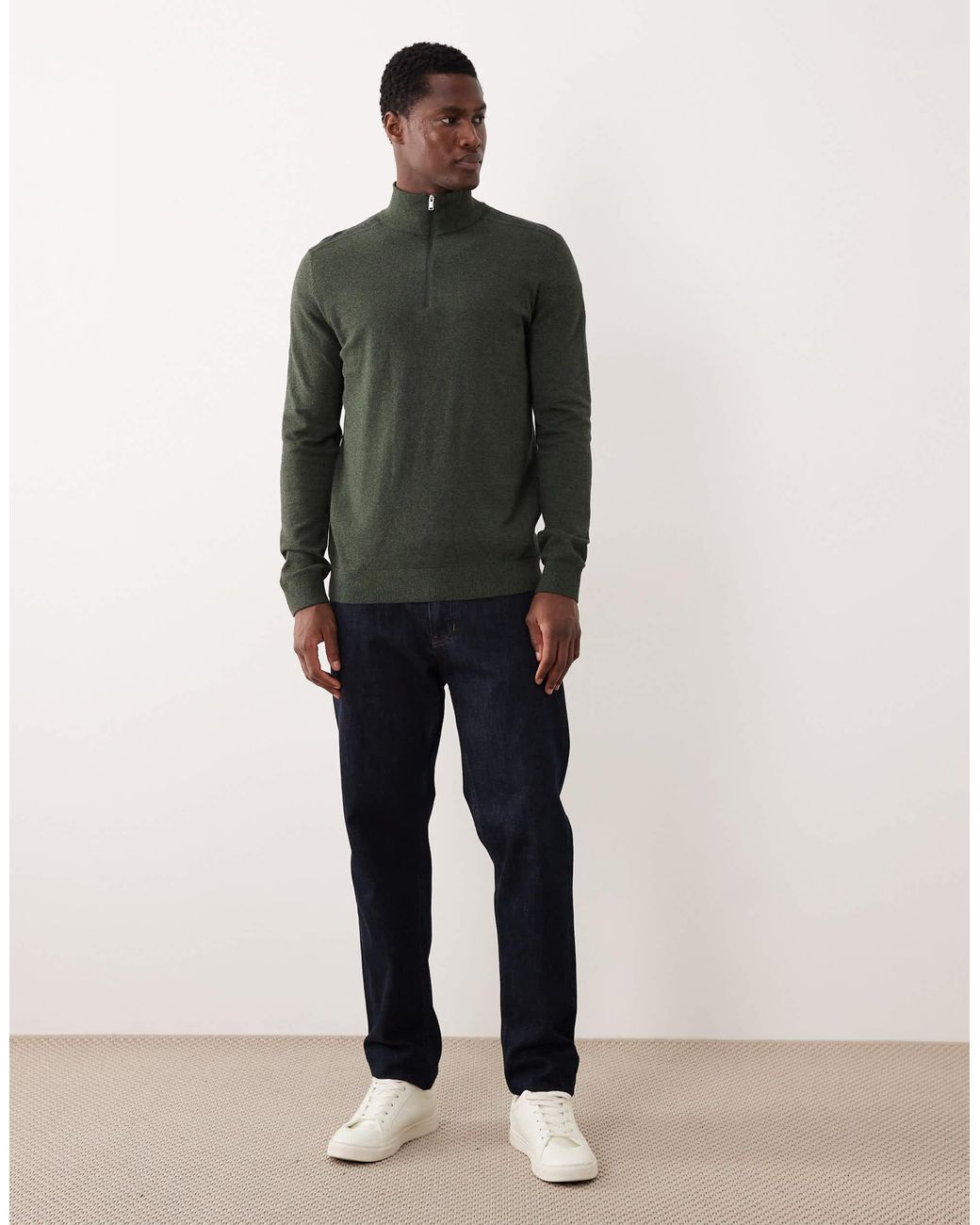 Pull avec col zippé - foncé SELECTED pour homme en coloris Gray