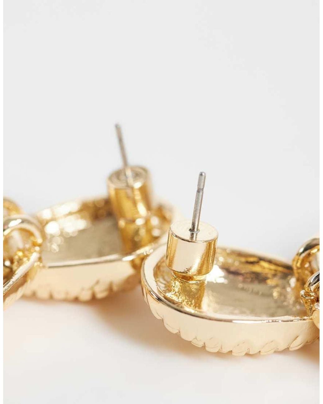 ASOS Metallic Drop Earrings With Textured Design