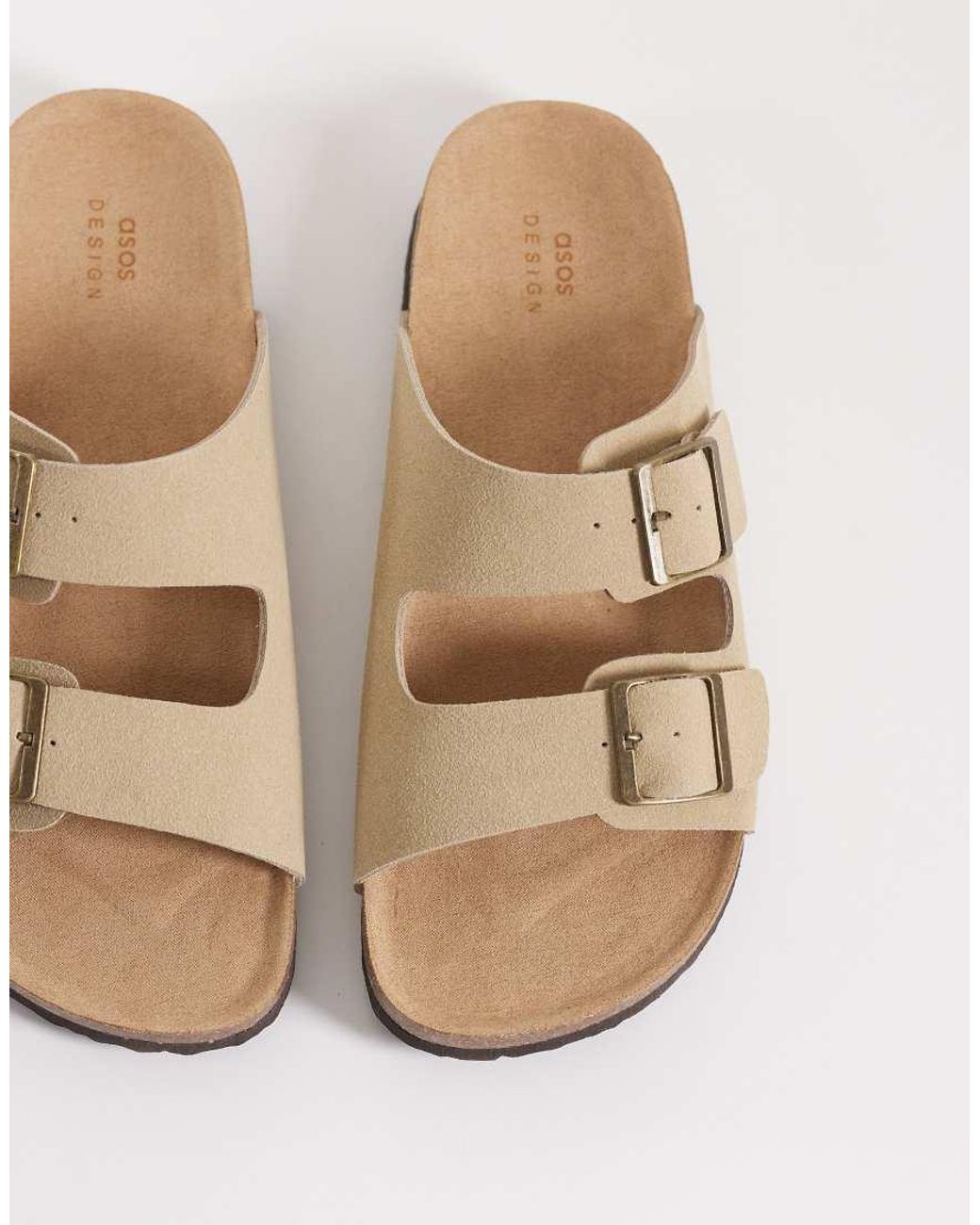 ASOS White Two Strap Sandals With Cork Sole for men