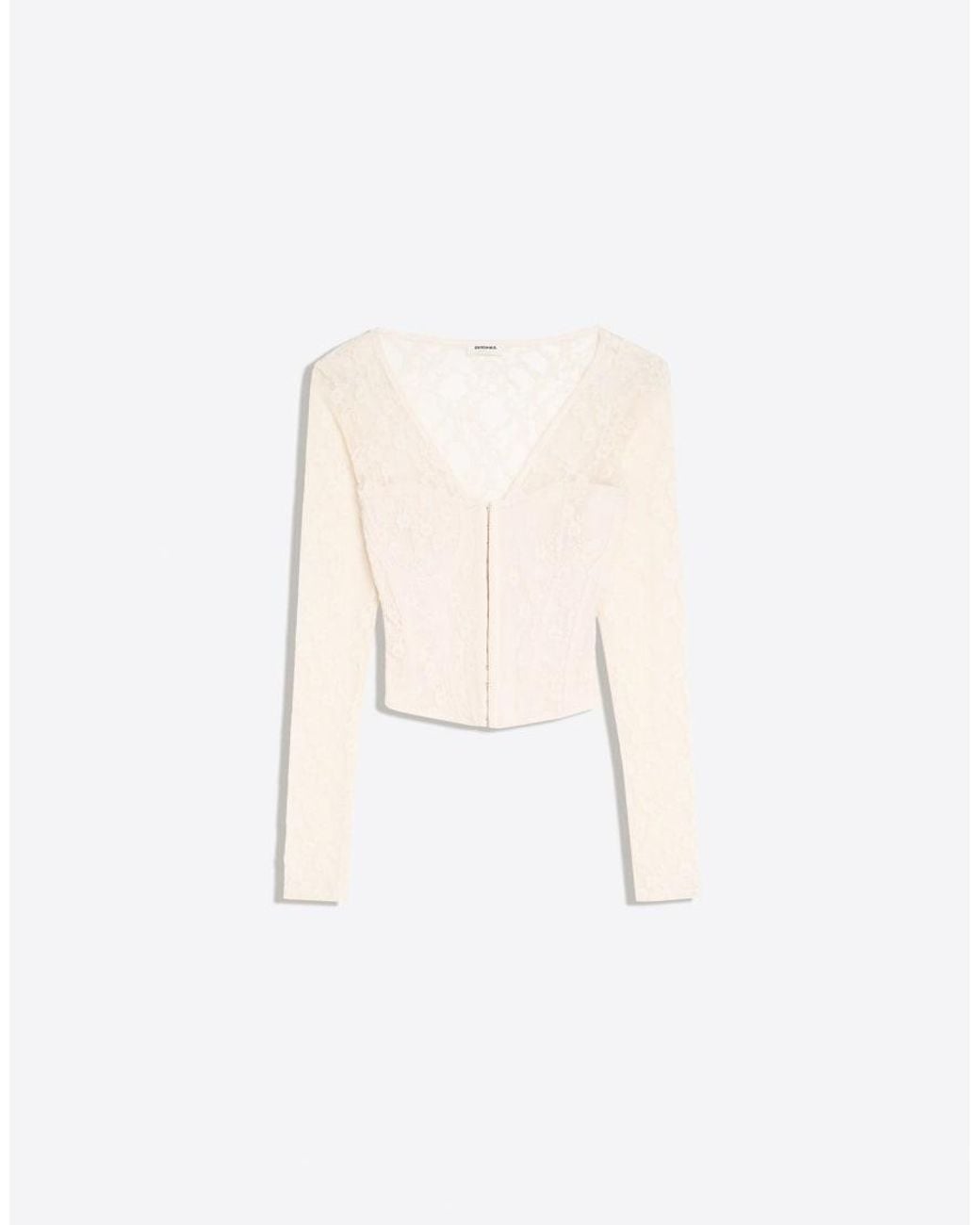 Bershka Black Long Sleeve Lace Corset T-shirt
