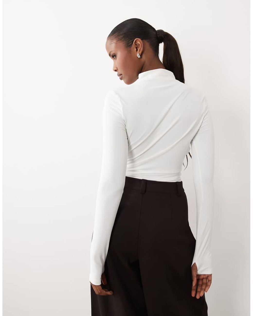 ASOS White Modest Ruched Detail Bodysuit