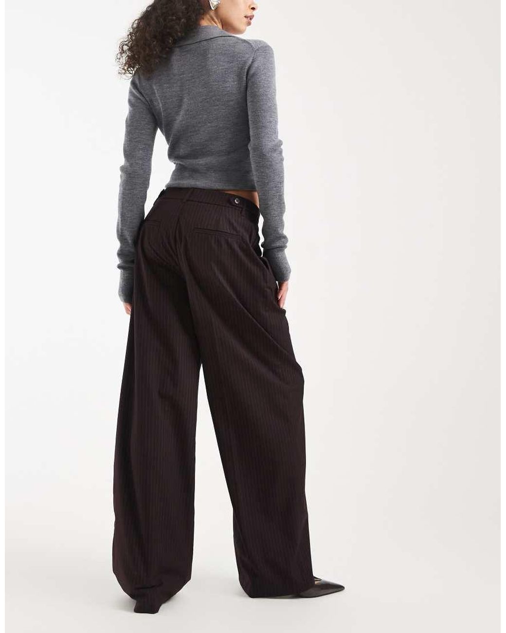 ONLY White High Waist Wide Leg Tailored Pants