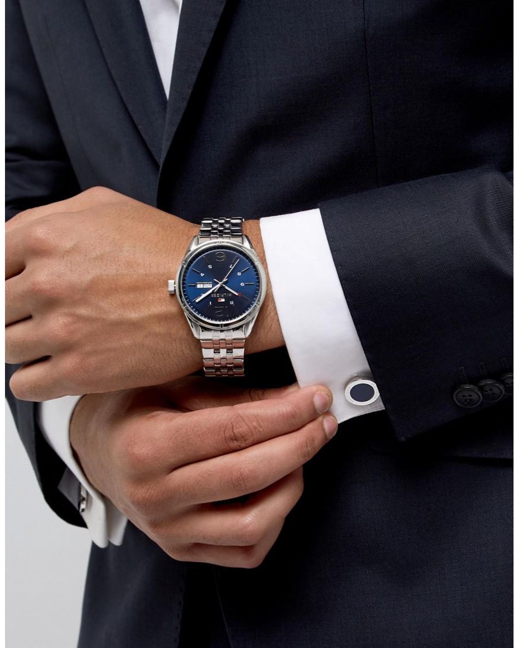 Tommy Hilfiger Silver Watch & Cufflink Set in Metallic for Men | Lyst Canada