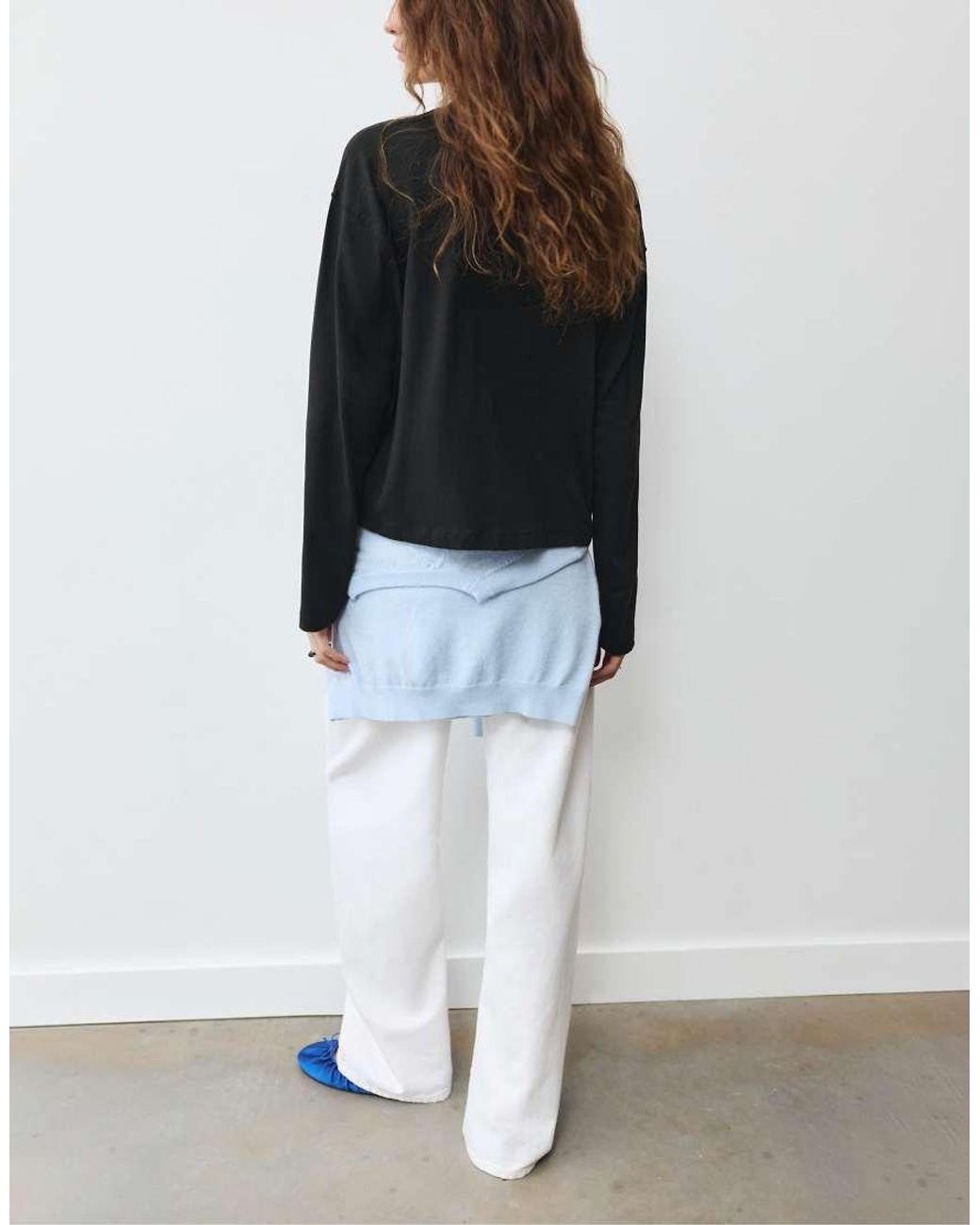 Pull&Bear Black Boxy-fit Long Sleeve T-shirt