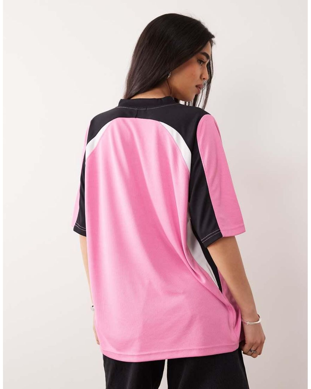 Kaiia Pink Exclusive Oversized V-neck Soccer Jersey