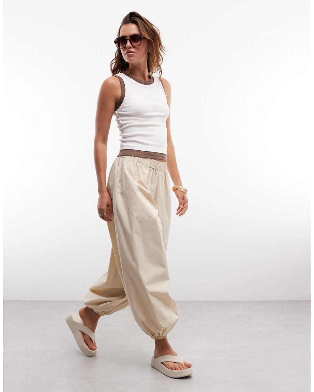 ASOS White Faux Double Layer Ribbed Singlet