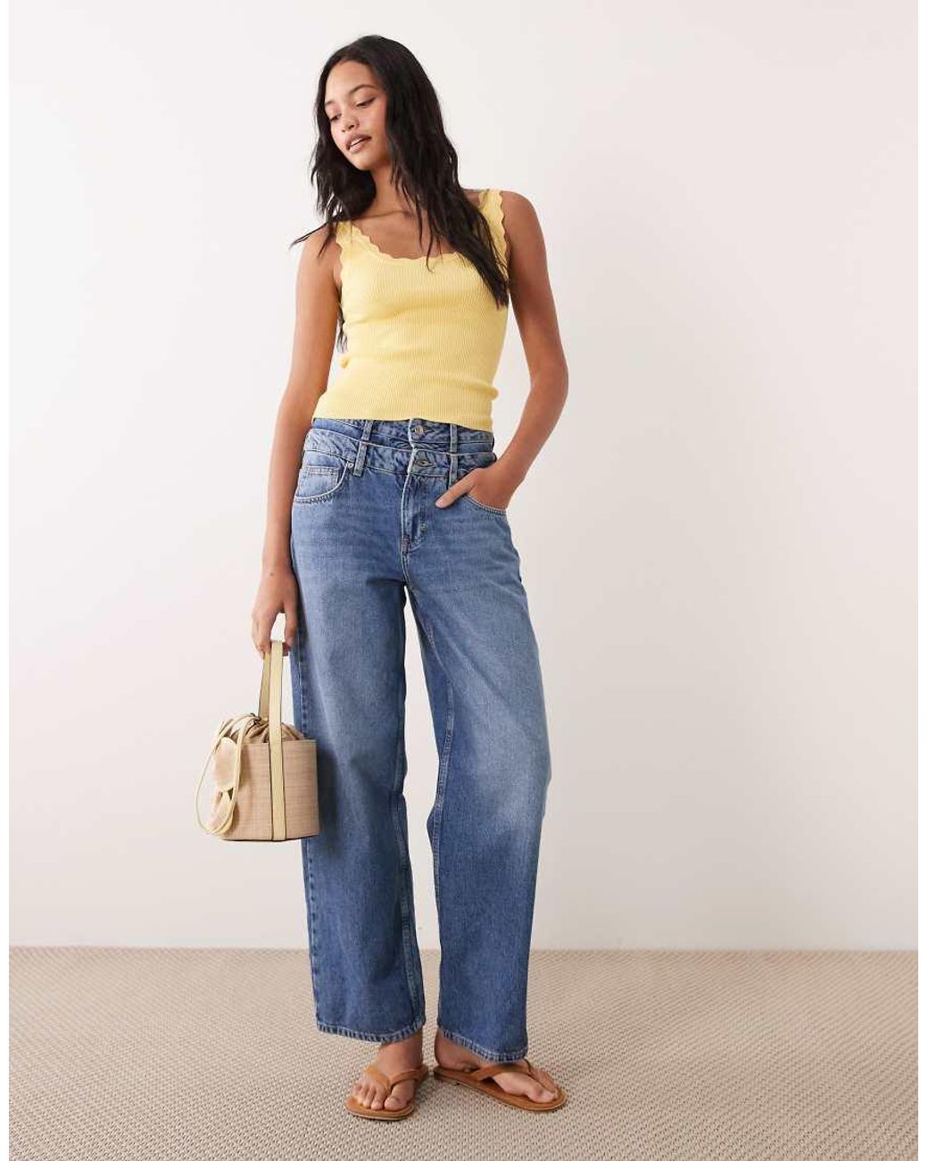Jdy Blue Scallop Edge Knit Tank Top