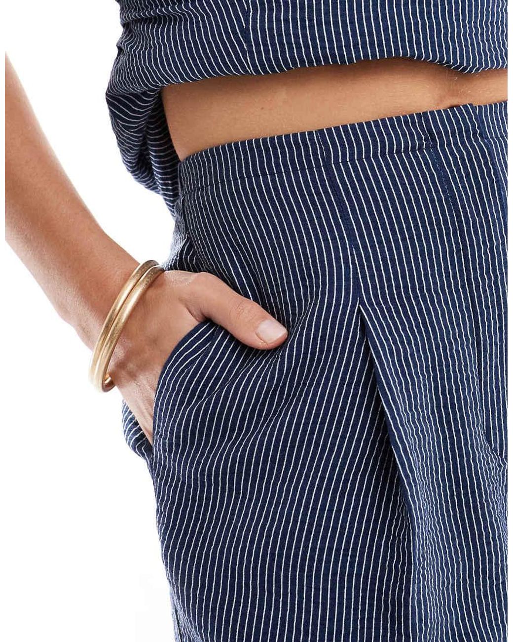 New Look Blue Co-ord Wide Leg Stripe Trousers