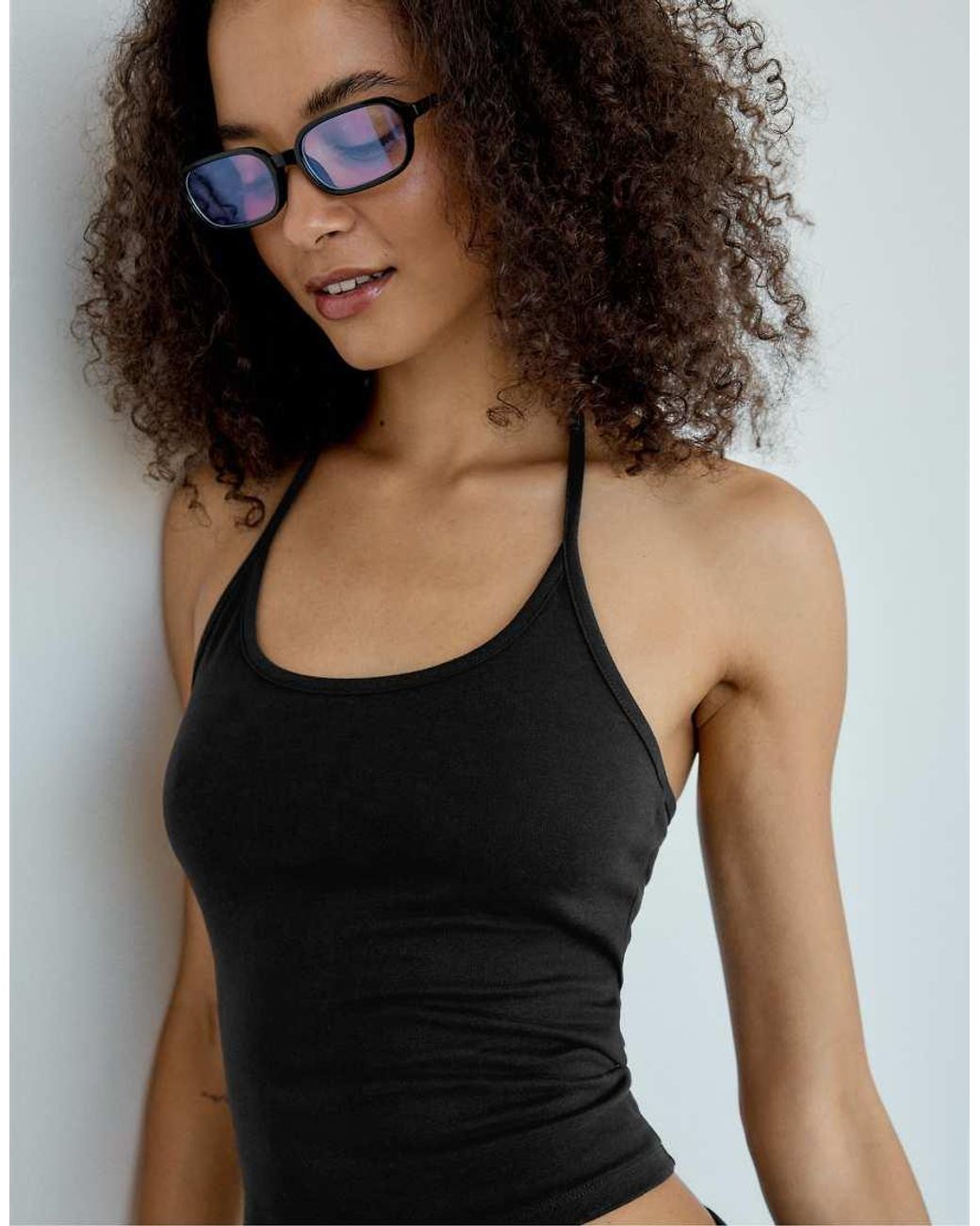 Stradivarius Black Knit Halter Top