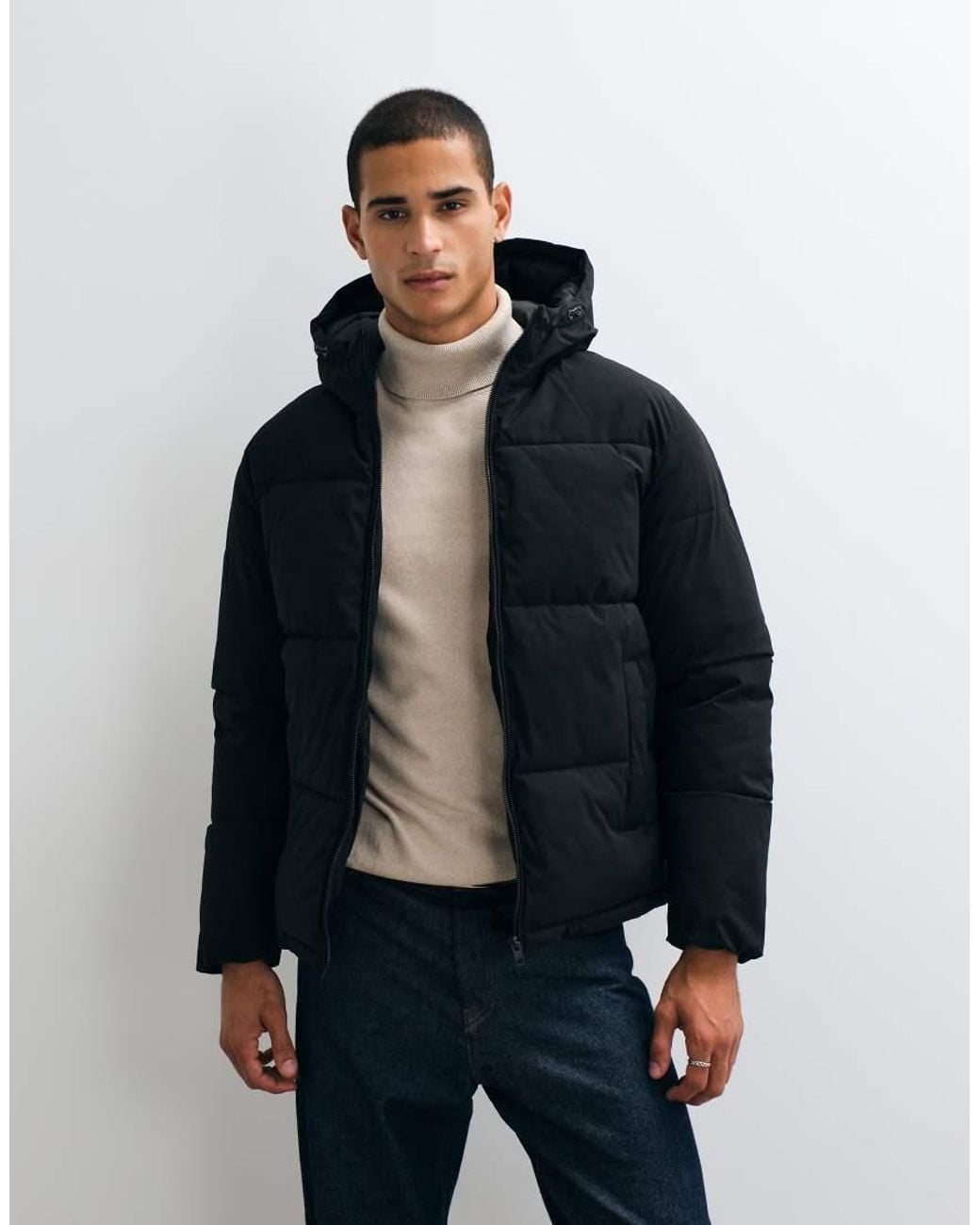 Jack & Jones Blue Hooded Puffer Jacket for men