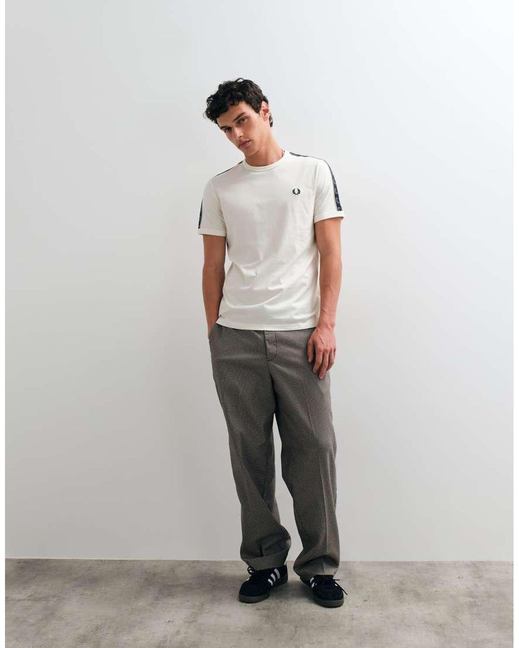 Fred Perry White Contrast Tape Ringer T-Shirt for men