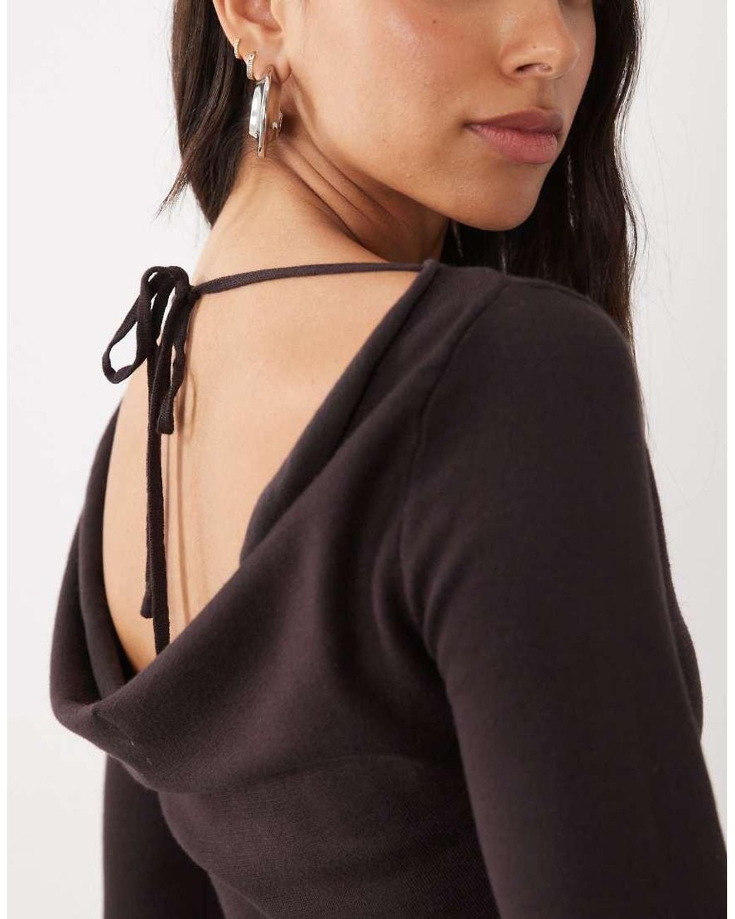Kaiia Black Exclusive Knitted Slash Neck Cowl Back Skater Mini Dress