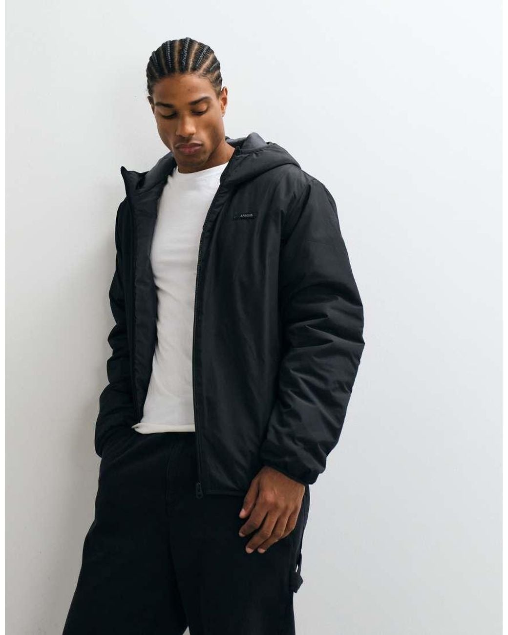 JJ Rebel Blue Hooded Puffer With Small Logo Detail for men