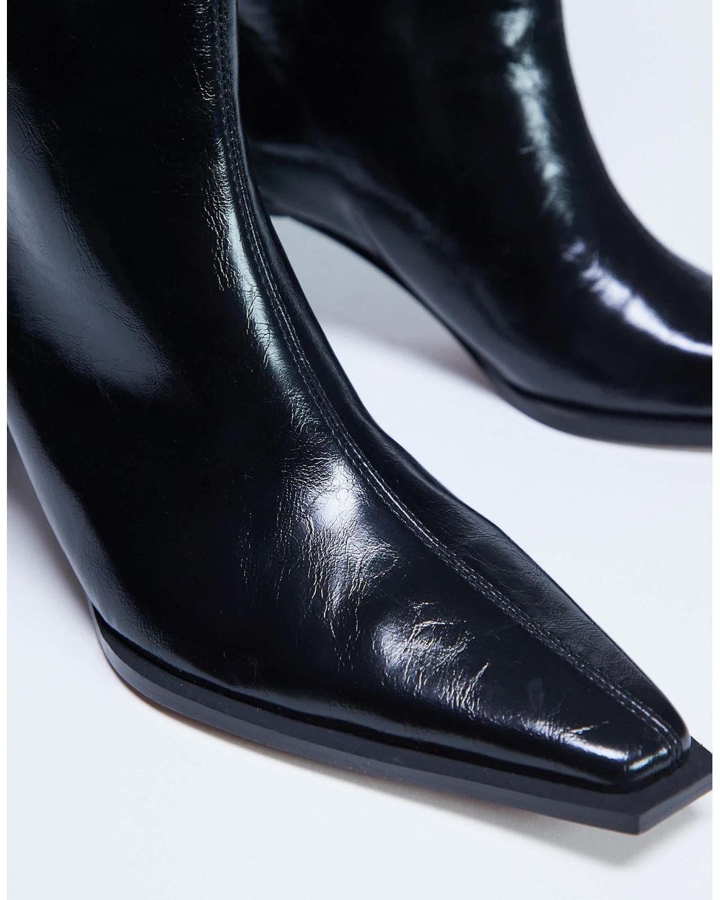 TOPSHOP Black Talia Chisel Toe Knee High Boots