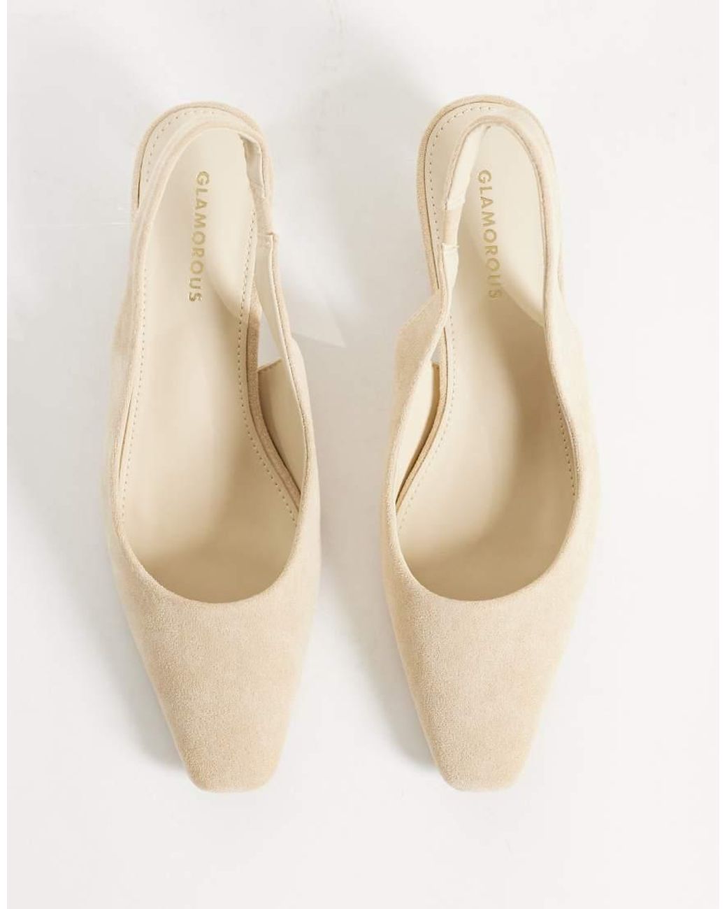 Glamorous White Slingback Kitten Heel Shoes