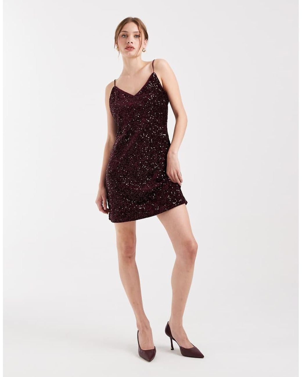 Vero Moda Purple Cami Strap Sequin Mini Dress
