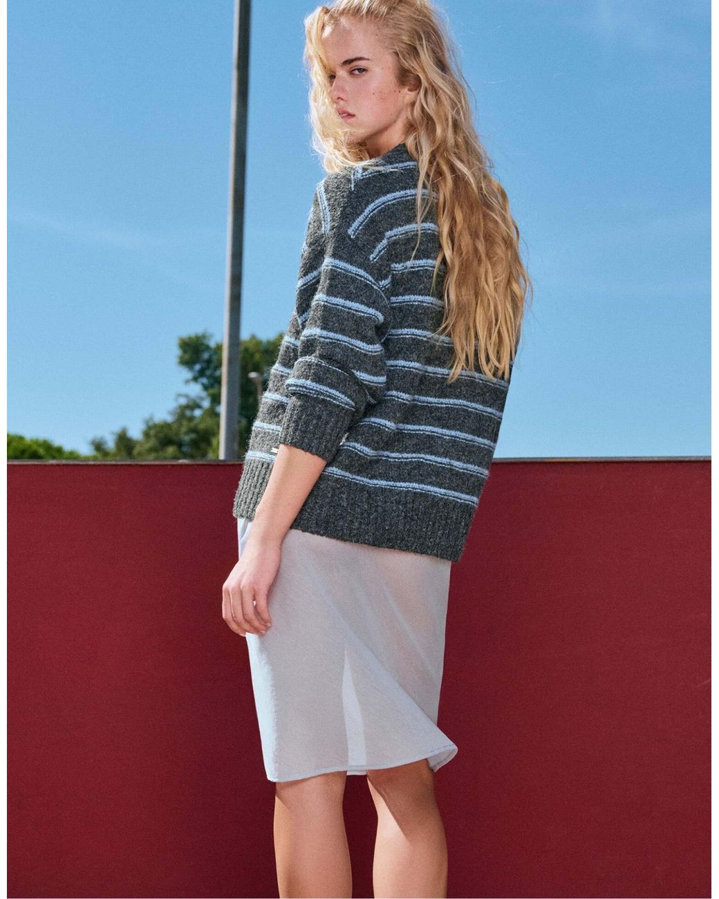 Pull&Bear Gray Gestreifter pullover