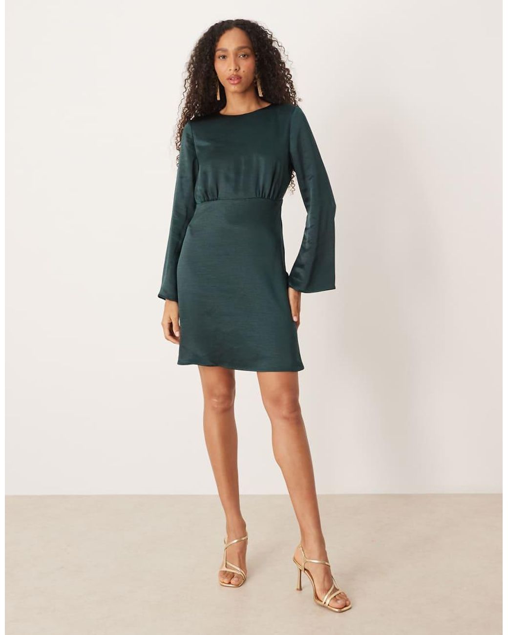 Y.A.S Blue Open Back Satin Mini Dress