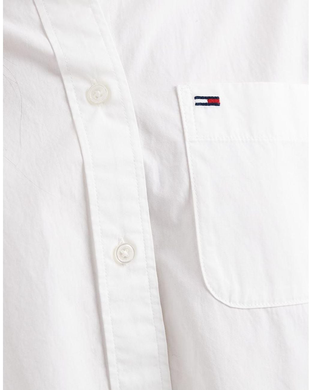 Tommy Hilfiger White Flag Logo Oversized Cropped Shirt