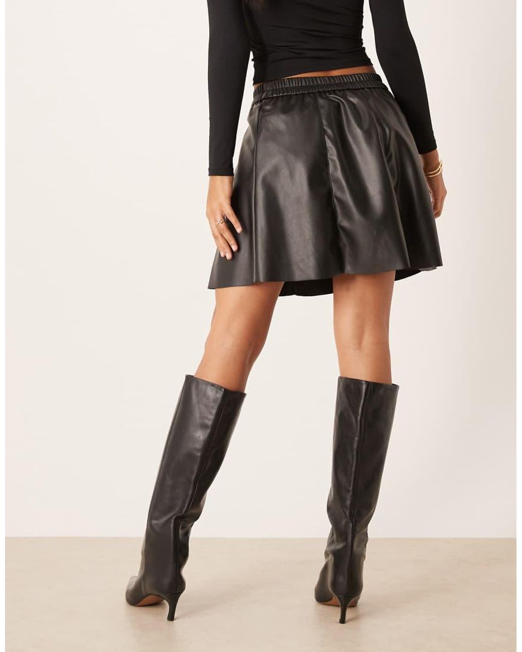 Vila Natural Faux Leather Flippy Mini Skirt