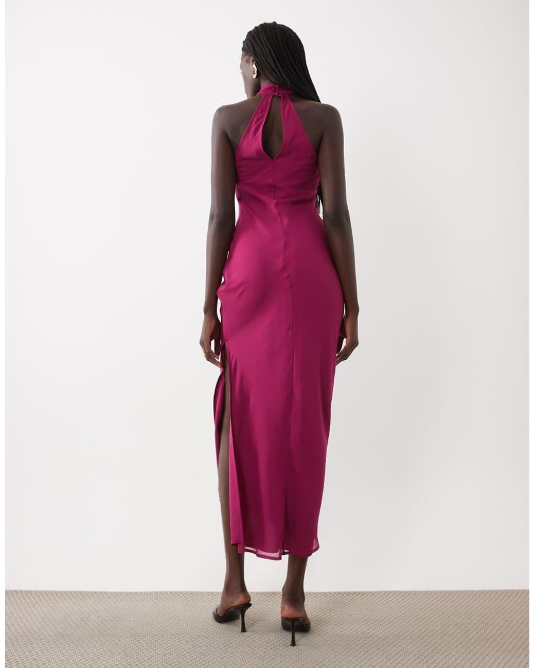 ASOS Purple Chiffon High Neck Midi Dress