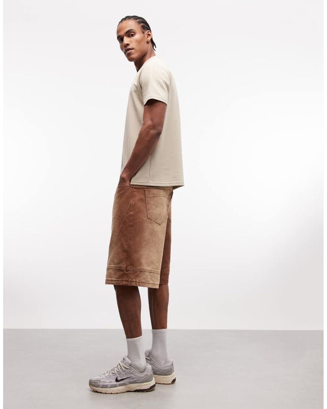 Liquor N Poker Natural Denim Seam Detail Jorts for men