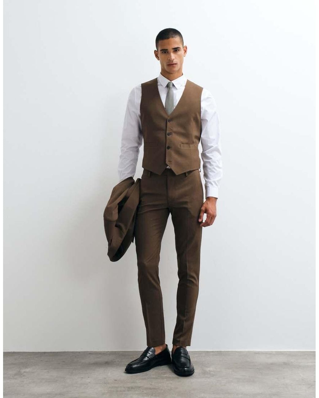 ASOS Brown Skinny Suit Waistcoat for men