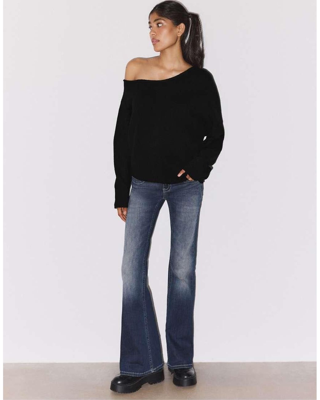 Stradivarius Blue Asymmetric Knit Sweater