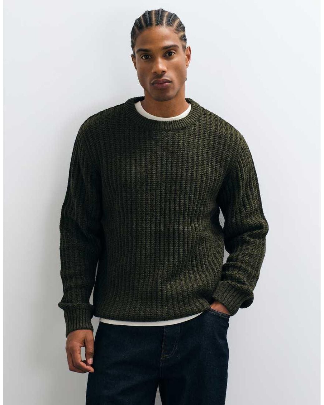 Jack & Jones Black Ribbed Crew Neck Sweater for men