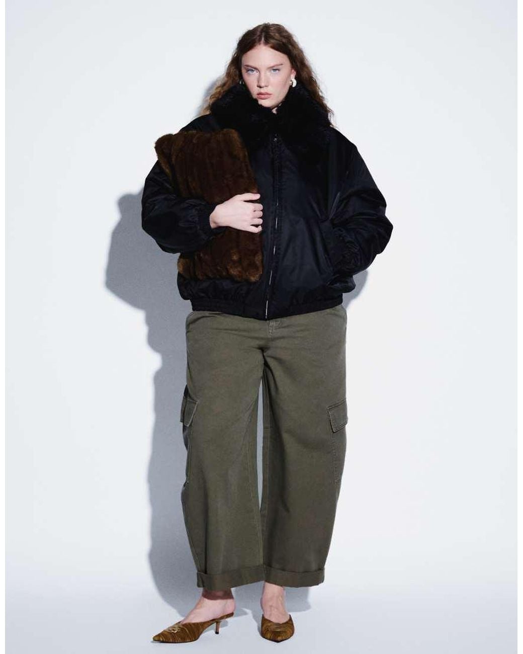 ASOS Black Asos Design Curve Ma1 Bomber Jacket With Faux Fur Trim