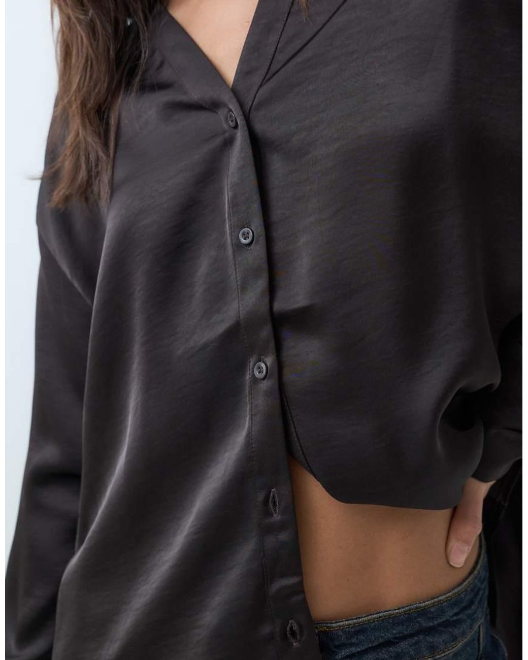 Vero Moda Blue Satin Long Sleeve Shirt