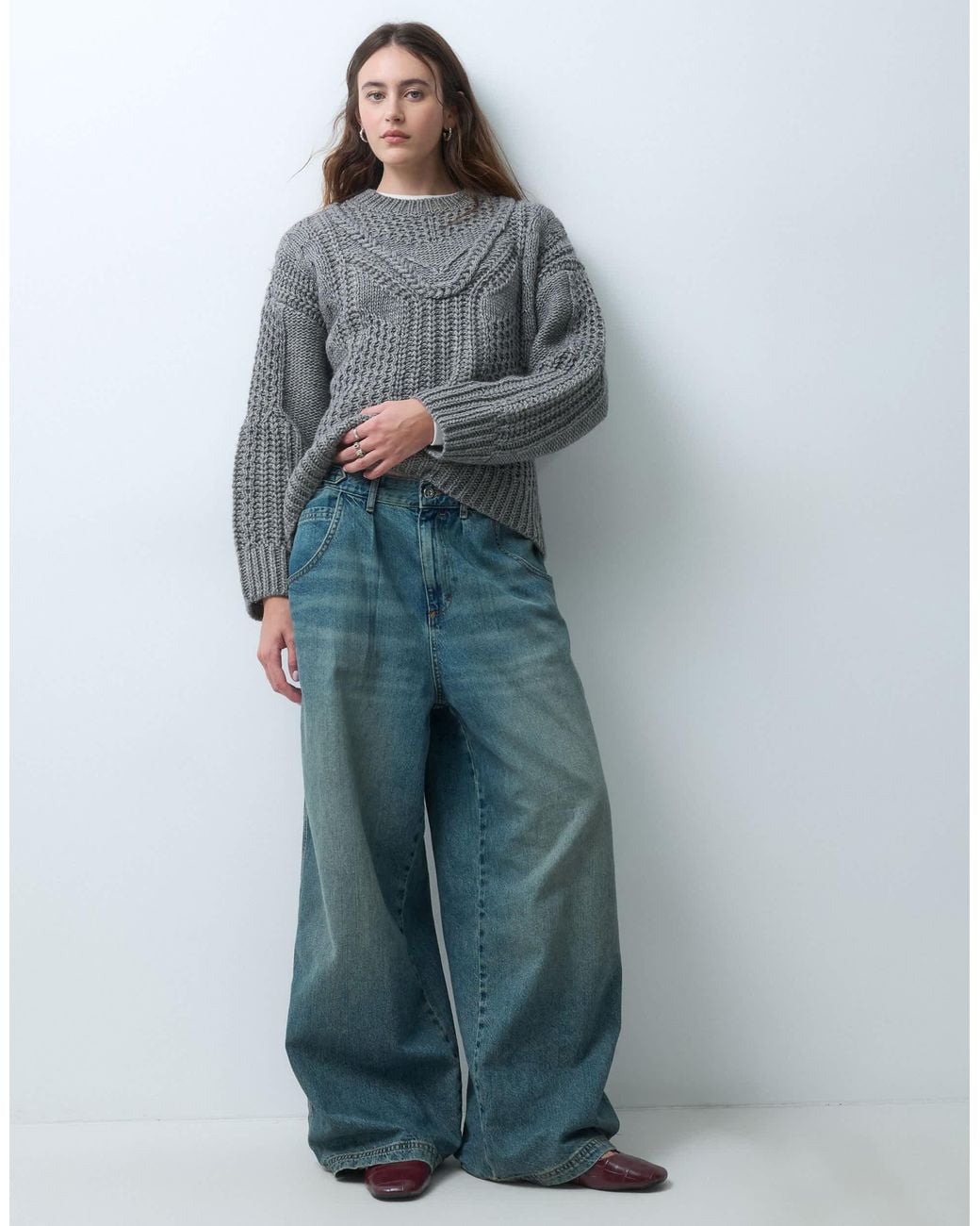 Object Gray Textured Crew Neck Jumper Knit Jumper
