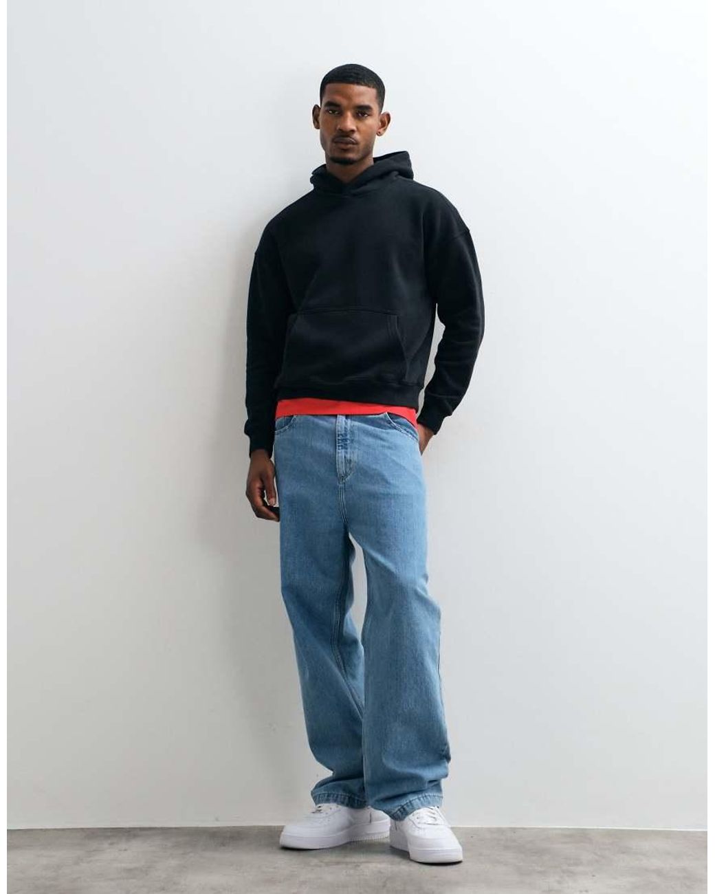 Hollister Blue Boxy Fit Hoodie Co-ord for men