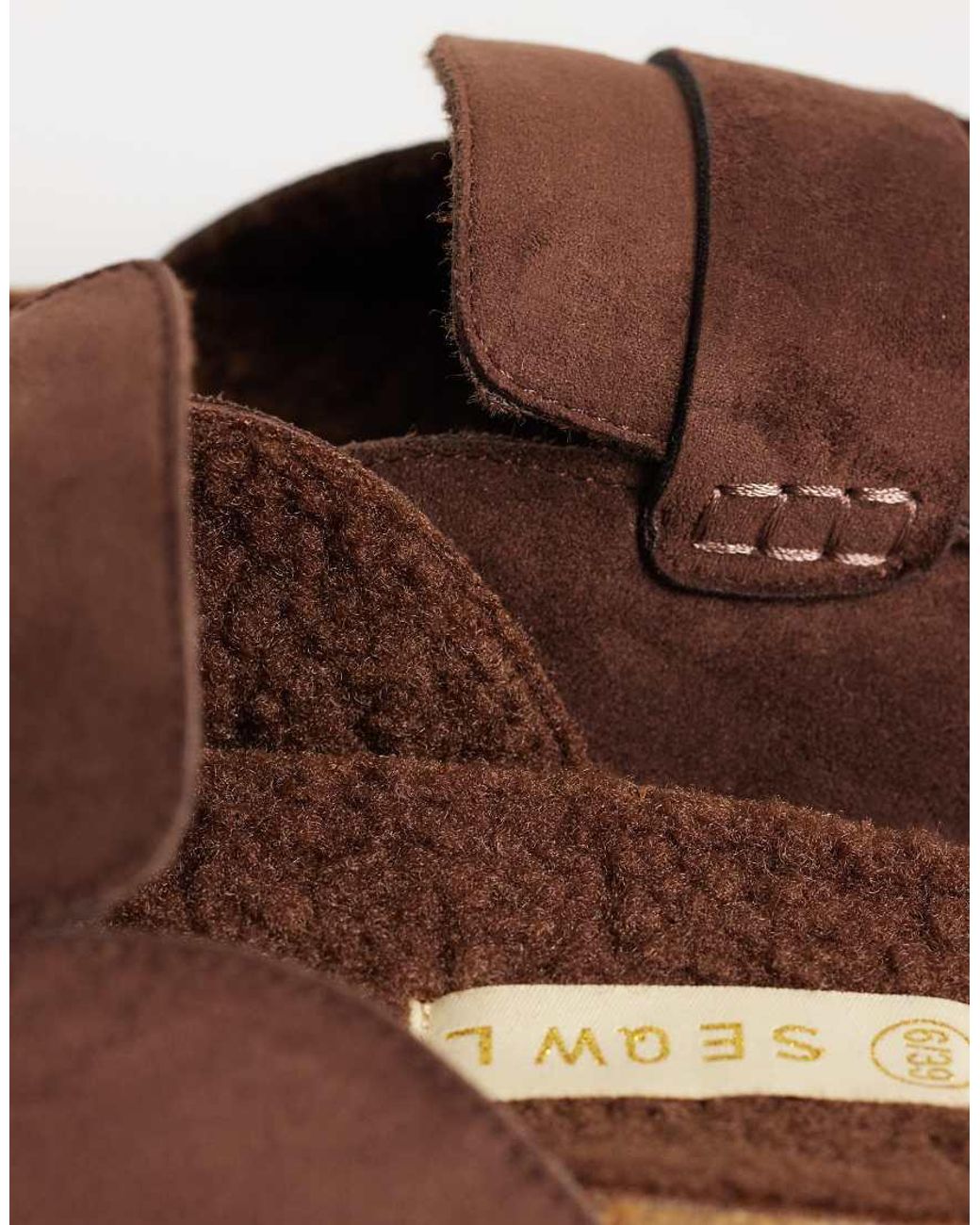 SEQWL Brown Soda Faux Fur Lined Slip On Loafer Mules