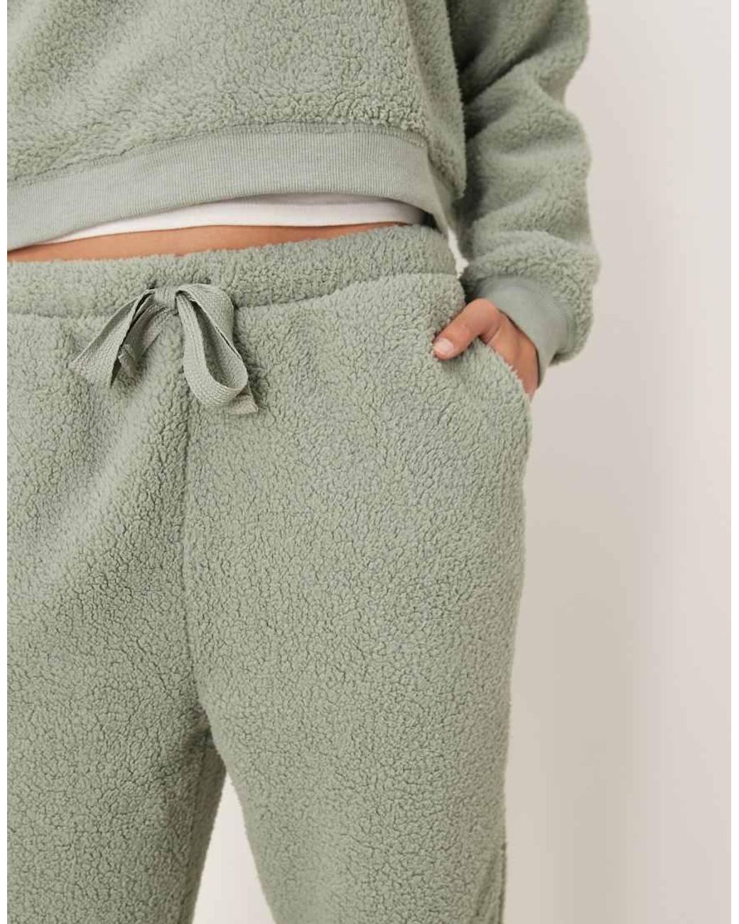 ASOS Green Lounge Cuddle Cropped Hoodie & Tapered Leg Set