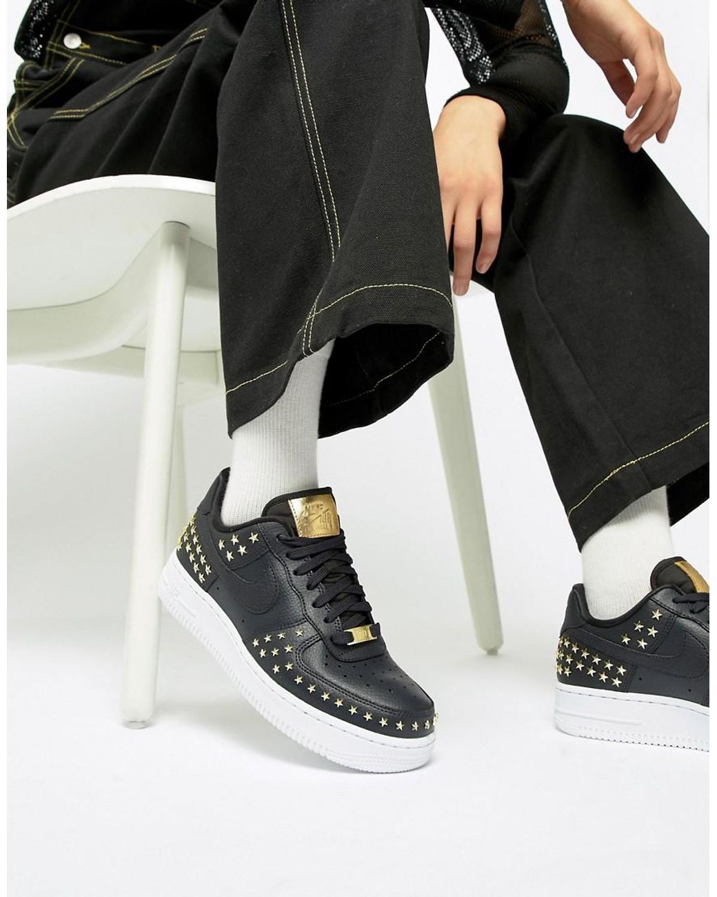 Zapatillas negras con tachuelas Air Force 1 Nike de color Negro | Lyst