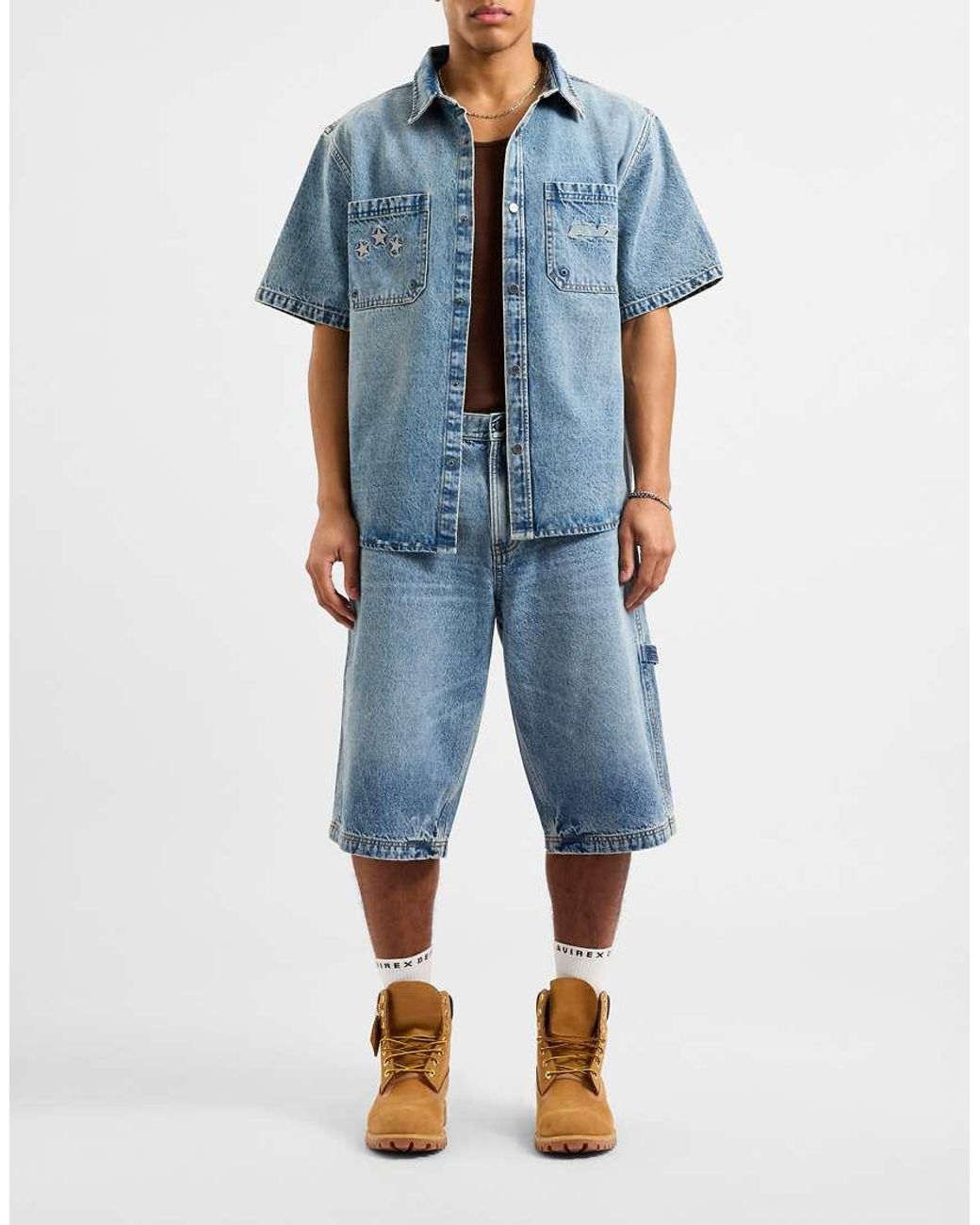 AVX Blue Dam Denim 3/4 Length Shorts for men