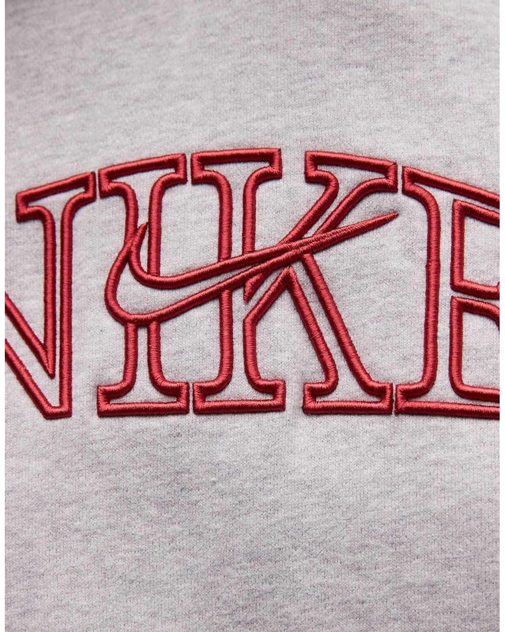 Nike Gray Studio Fleece Mid-weight Varsity Graphic Oversized Hoodie